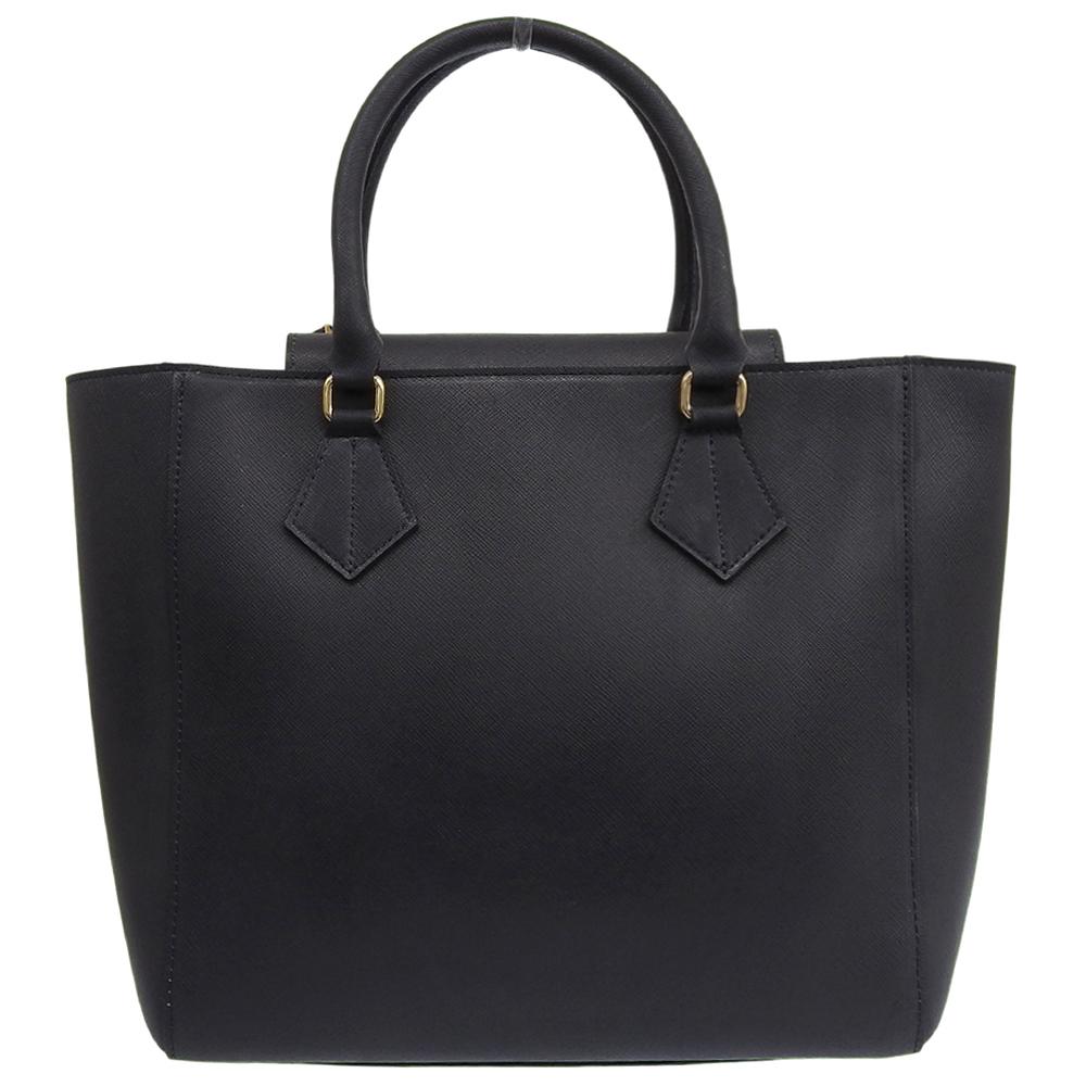 A.D.M.J. Accessoires De Mademoiselle Unused Calf Leather Square Tote Bag, Women's, Navy x Gold, 17AW01038 Tote Bag NavyUsed