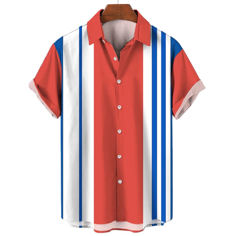 Casual short-sleeve striped shirt, stylish and comfortable for daily outfits.
