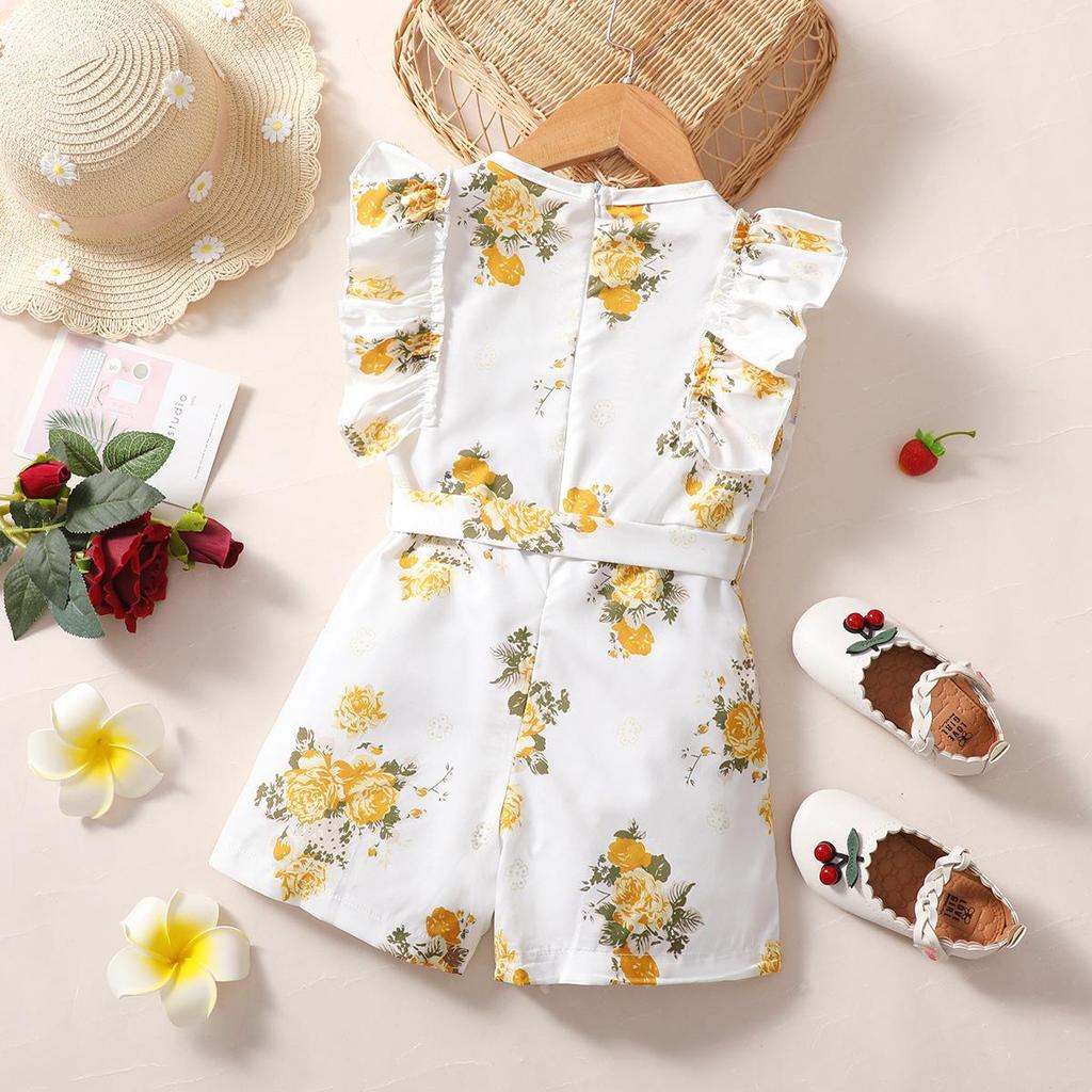 Floral Ruffle Sleeveless Baby Girl Romper Jumpsuit
