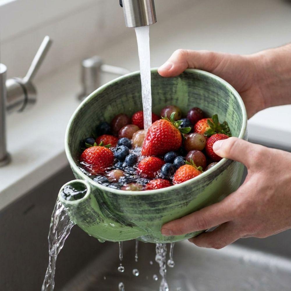 Large Capacity Automatic Fruit Washing Bowl 3D Printed Berry Strainer Basket  for Vegetable Fruits