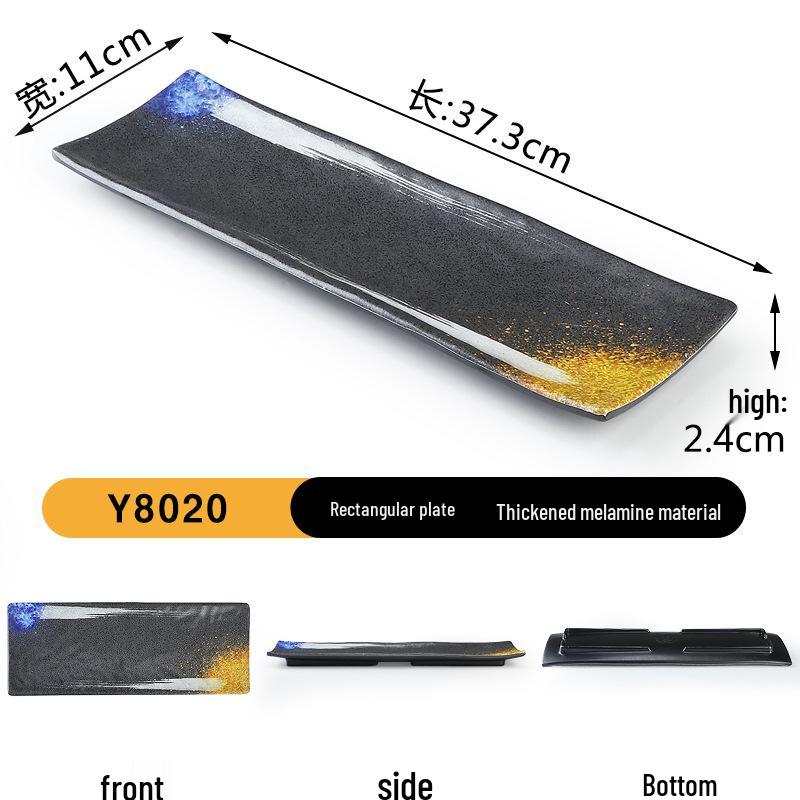 Japanese Retro Melamine Rectangular Plate for Hot Pot, Sushi, Yakiniku, and Barbecue