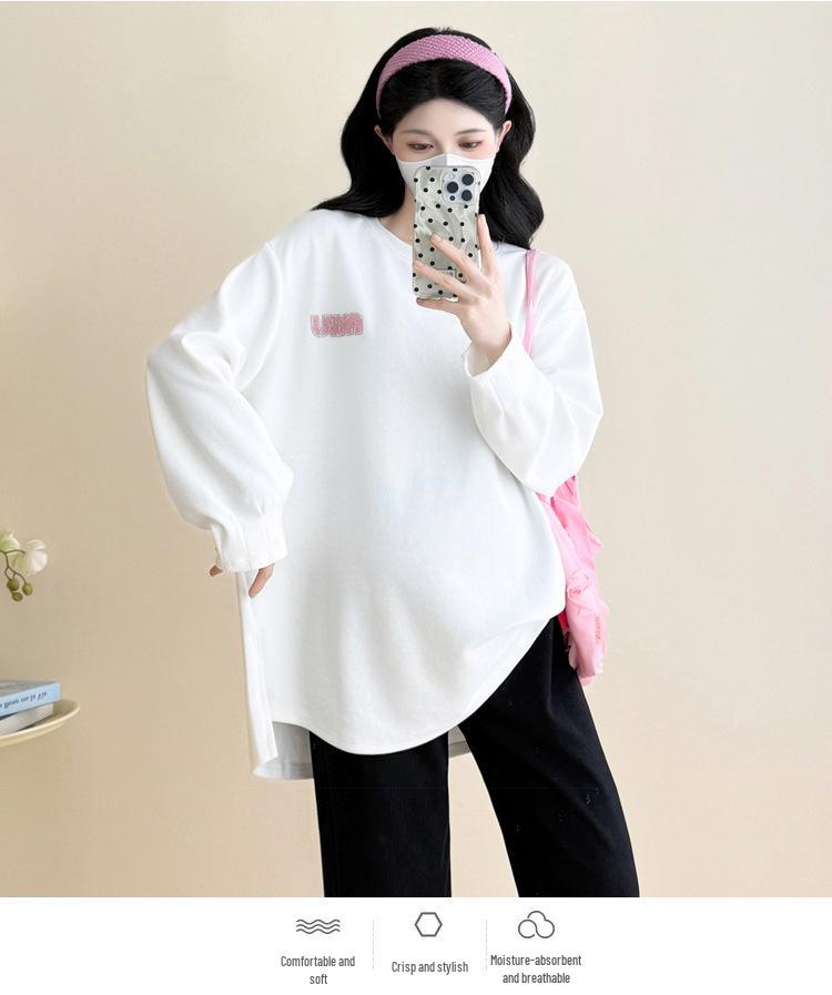 Herbst Umstandsmode 2026: Lockerer Mid-Length Plus Size Hoodie für trendige Mamas