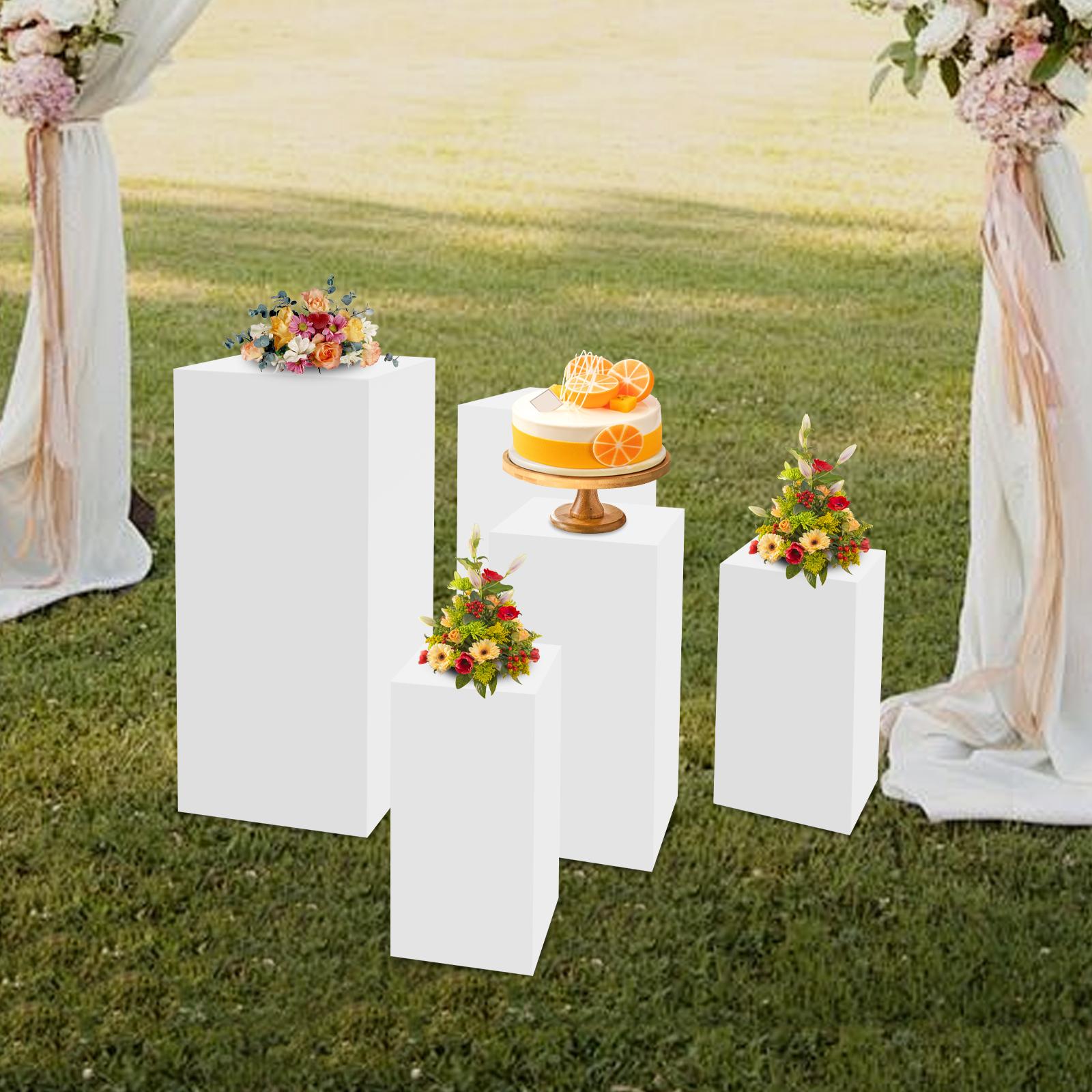 

5-Tier Square Pedestal Stand Set, Multi-Functional Dessert Display Stand, Sturdy Iron Construction,Capacity 25kg Per Stand белый