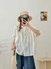 1116 Summer New Women's Crew Neck Japanese Cotton Shirt Loose Shirt Top Cardigan Vintage Mori Women's Clothing Age Reduction