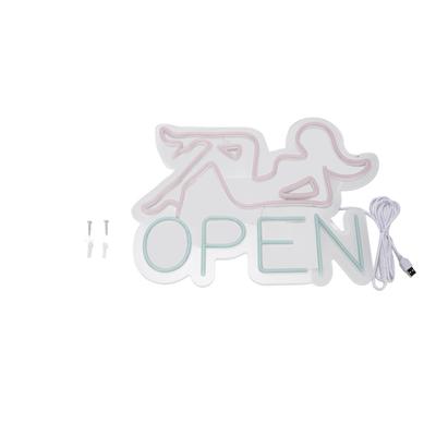 Wall LED Neon Sign USB Powered Acrylic Light Board for Store Club Bar Party Pinkish Woman Blue Open