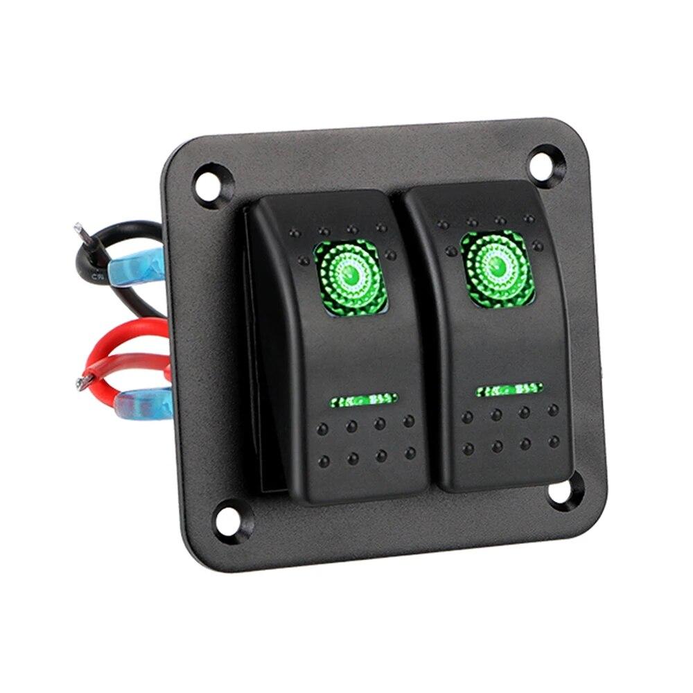 4.2A Dual USB Slot Socket 6 Gang Rocker Switch Panel Waterproof Digital Voltage Display