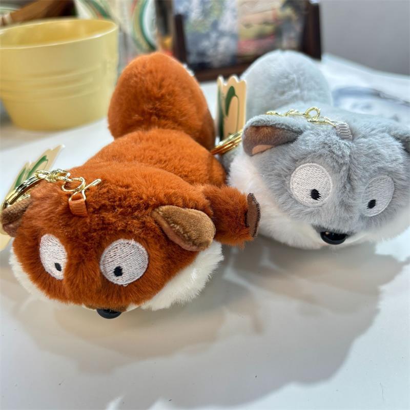 Cute Sesame Fox Squeaky Plush Doll Stuffed Animal Toys Keychain Backpack Pendants Bag Hanging Ornaments Couple Accessories Gifts
