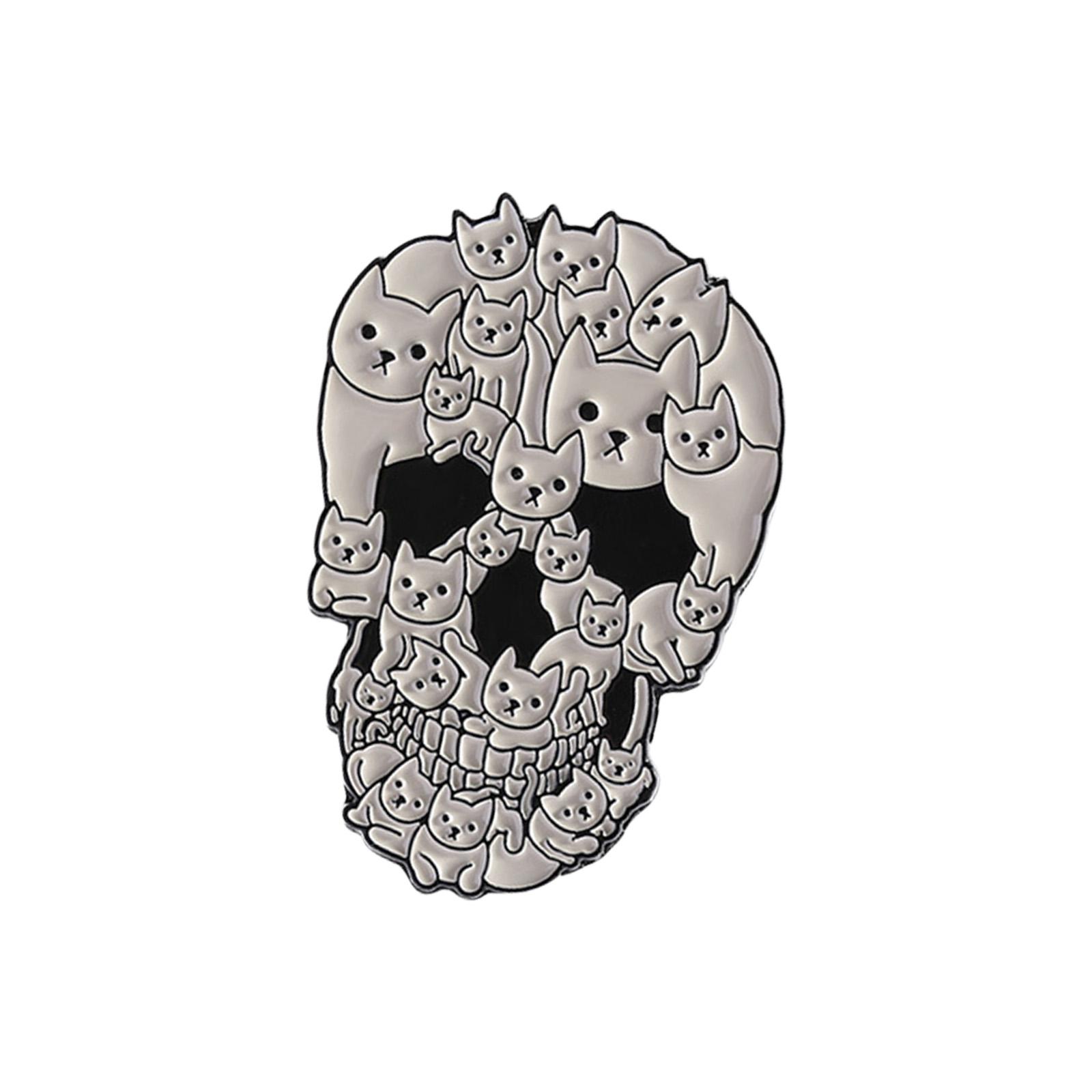 

Cute Cartoon Cat Skull Brooch Unique Design Durable Alloy Material Playful Accessory For Casual Outfits Party Wear A