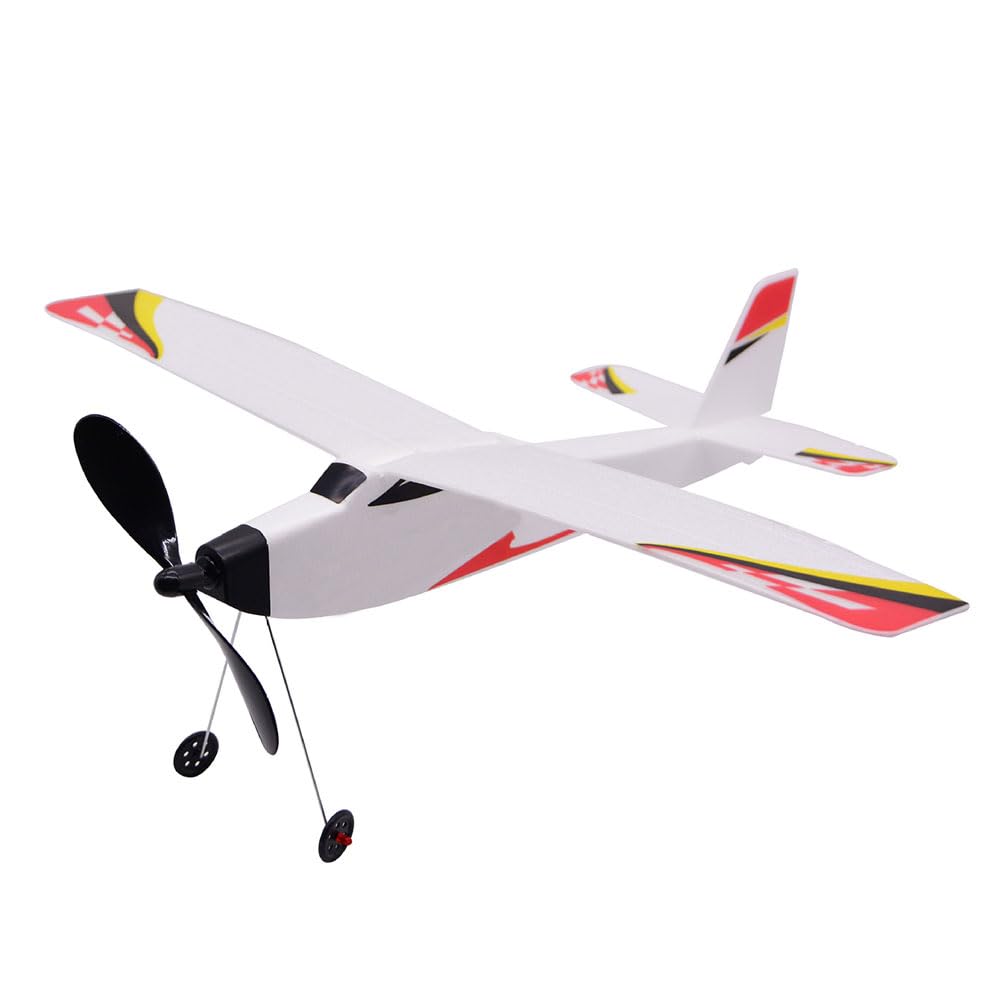 Aircraft Model Toy Foam Aircraft Rubber Band Elastic Drive Flying Glider Aircraft 3D Assembly Aircraft Model Fighter Jet Kids Educational Toy DIY
