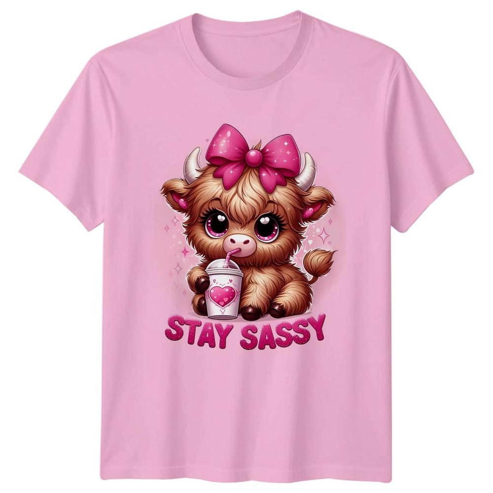 Stay Sassy Unisexs TShirt Kawaii Highland Cow Cattle