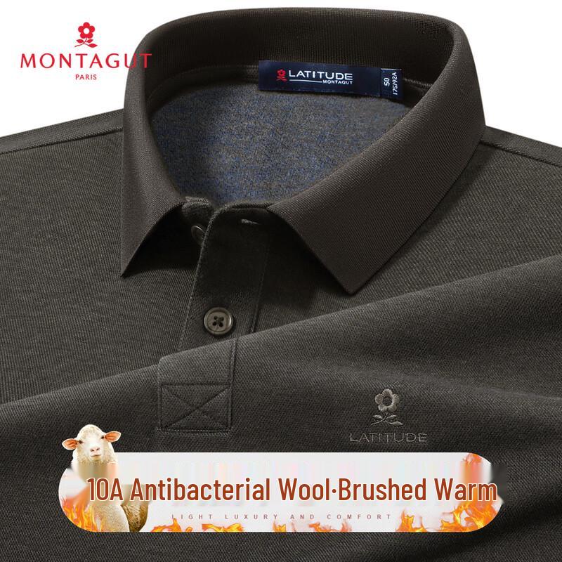 Montagut Men s Merino Wool Blend Long Sleeve Polo Shirt 50