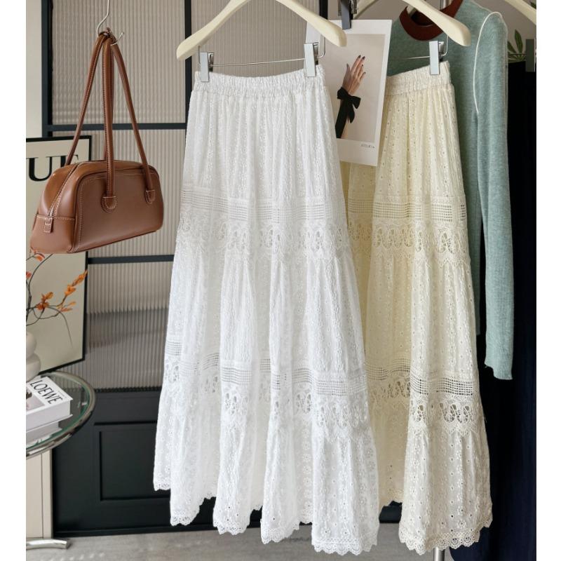 Heavy industry embroidery skirt lace fashion hollow cake skirt skirt skirt female spring and summer long skirt a word skirt fairy skirt