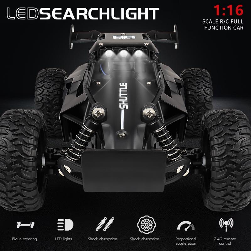 1:16 2.4Gh Model RC Car With LED Lights 2WD Off-road Remote Control Climbing Vehicle Outdoor Cars Toys for Boys Girls Gifts