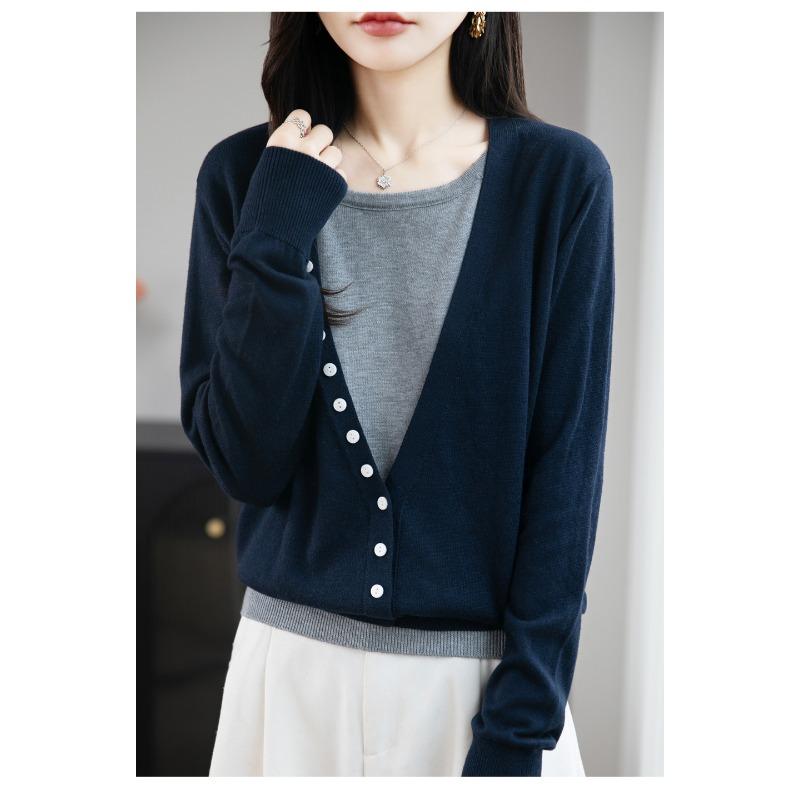 Women Fake Two Piece Knit Sweater Autumn Winter Stylish Top