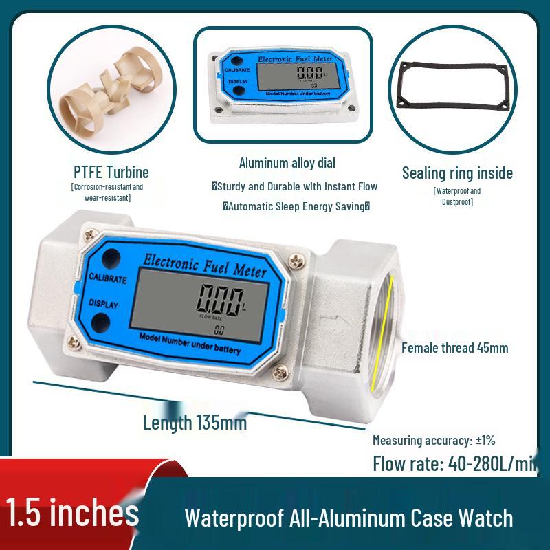 Aluminum Alloy Digital Flow Meter for Methanol, Diesel, Gasoline, Kerosene, Chemical Water – K24 Electronic Liquid Turbine Meter