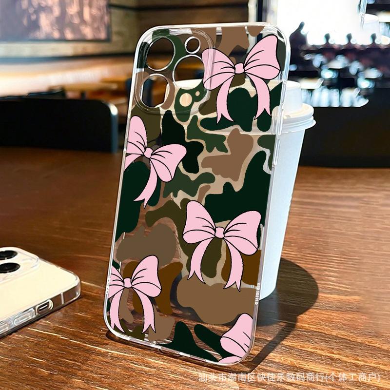 Full screen bow for iPhone phone case 13/12/11 Apple 15/14promax transparent 16Pro soft