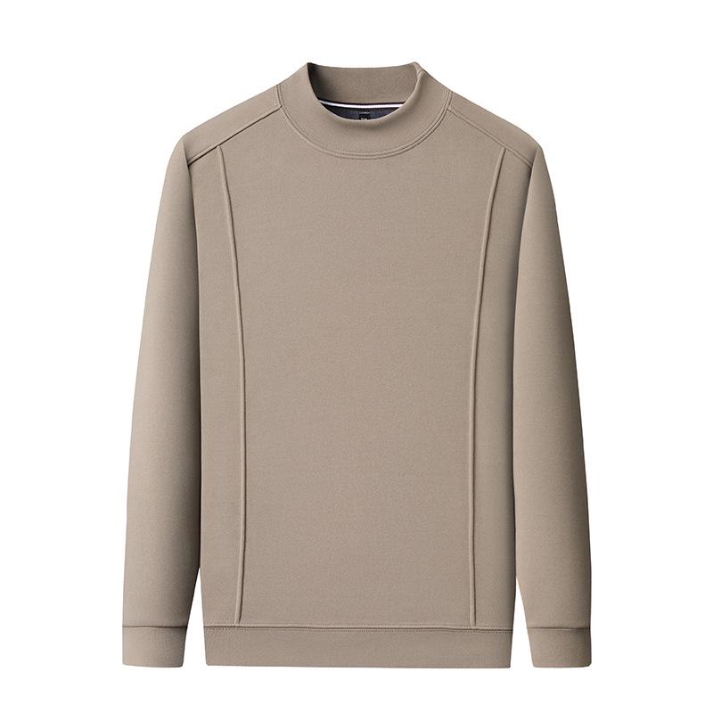 Men's Versatile Winter Fleece Sweatshirt, Half-High Collar, Solid Color, Long Sleeve, Thick Base Layer for All Ages.