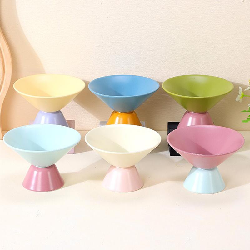 Color-Blocked Ceramic Pet Bowl Elevated Cat Bowl Protects Cervical Vertebrae Pet Supplies