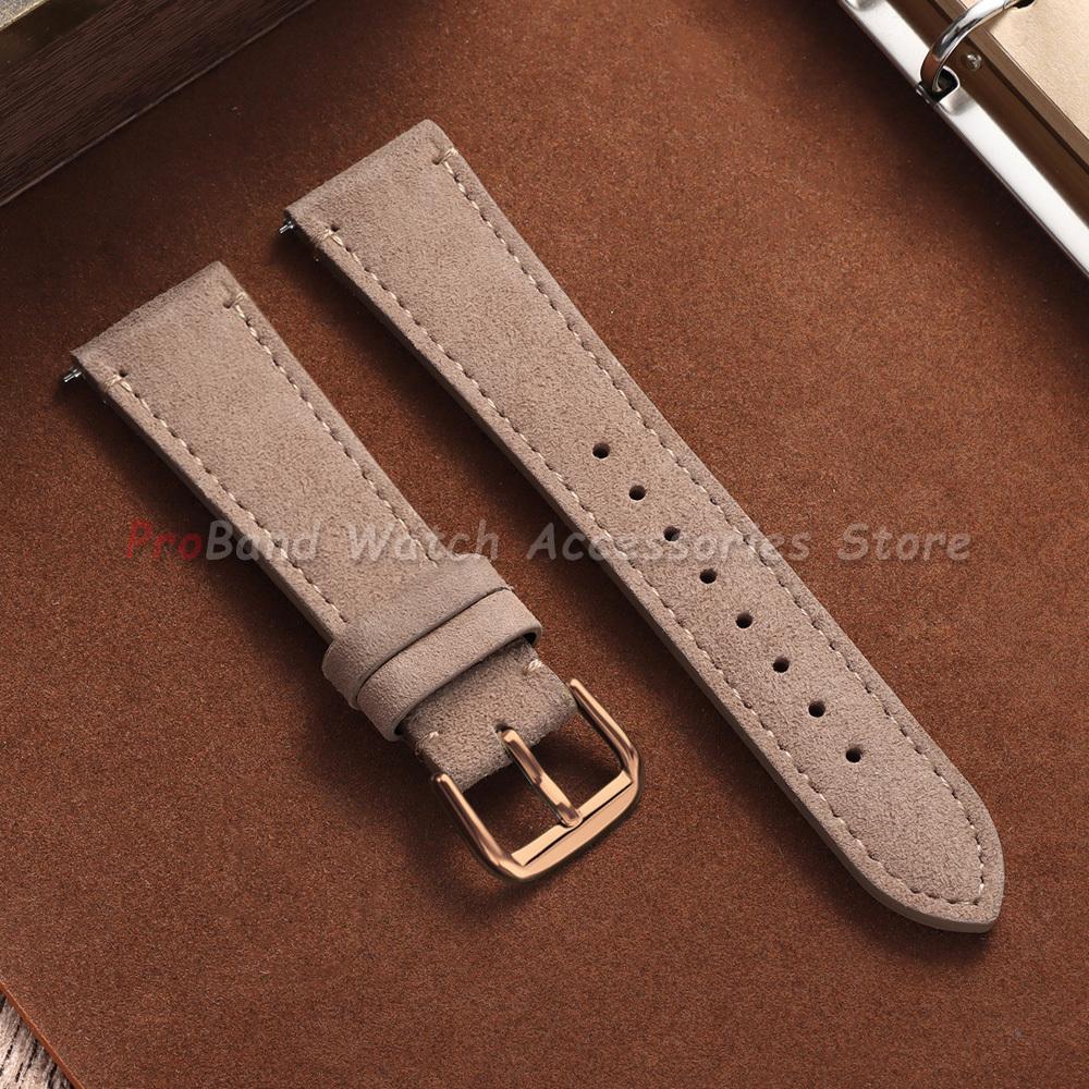 Vintage Wildleder Lederarmband 20mm 22mm Schnellverschluss Uhrenarmband für Omega für Seiko für Cartier für Tissot Goldene Schnalle Armband