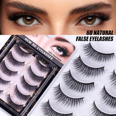 5 Pairs/Set Self-adhesive FALSE Eyelashes Reusable Natural Look Wispy Fluffy Handmade Fake