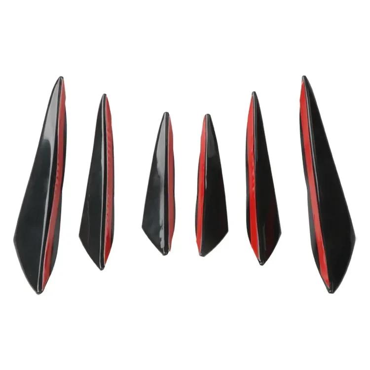 

Universal Front Bumper Lip Decoration Diffuser Splitter Fins Body Spoiler Canards Valence Chin Car Tuning Canard Decor Black-6pcs