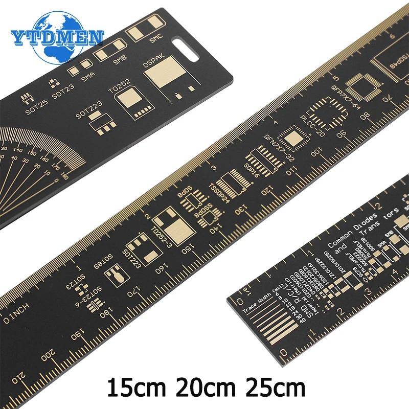 PCB Ruler Multi-functional Measuring Tool 15cm/20cm/25cm Resistor Capacitor Chip IC SMD Diode PCB Reference Ruler, for Arduino