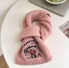 New autumn and winter embroidery bear men and women versatile solid color students cute winter warm knitted scarf