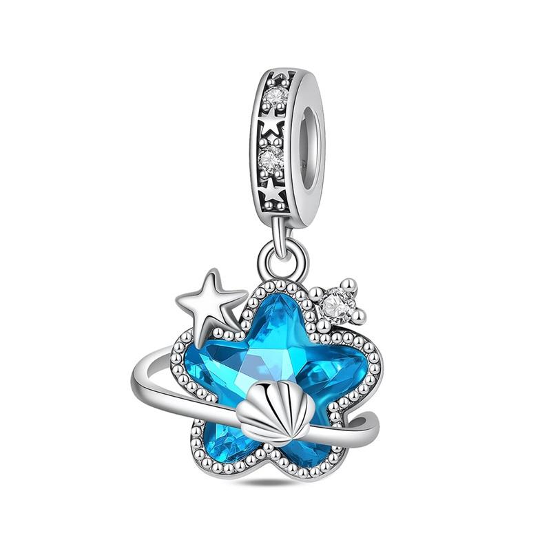 925 Silver Luminous Blue Ocean Series Octopus Starfish Charms Beads For Women Fit Bracelet DIY Jewelry Gifts