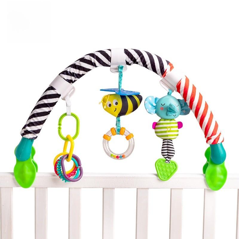 Baby Mobile Clip With Rattles And Soft Fabric Toy For Infant Sensory Development