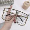 Vintage Oversized Rhinestone Mesh Glasses Colorful Diamond Y2K Sunglasses Eyewear for Women