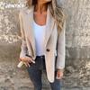 JPNTKY Women's Vintage Casual Solid Color Print Autumn Winter Long Sleeve POLO Neck Jacket Unique Designs & Coats