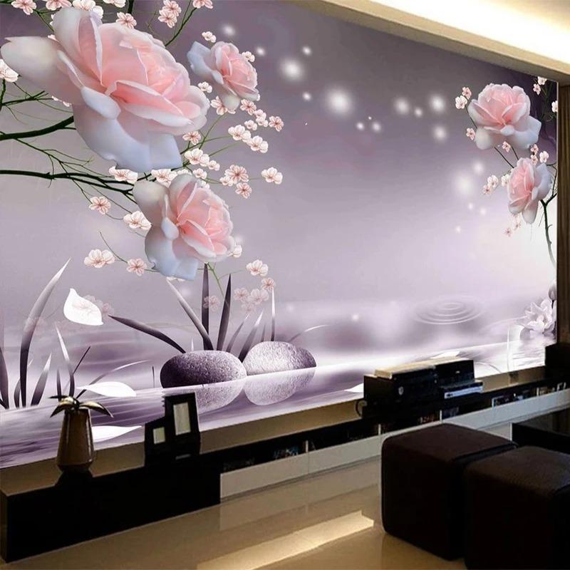 Modern 3d Wall Mural Rose Flowers Wallpaper Living Room Tv Sofa Bedroom Romantic Murals Home Decor