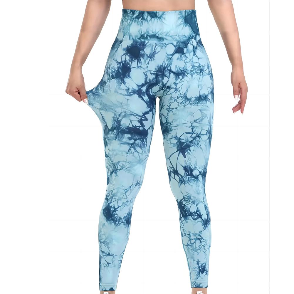 Damen Tie-Dye Nahtlos Pfirsich Po Hohe Taille Po Hosen Stretch Fitness Yoga Hosen