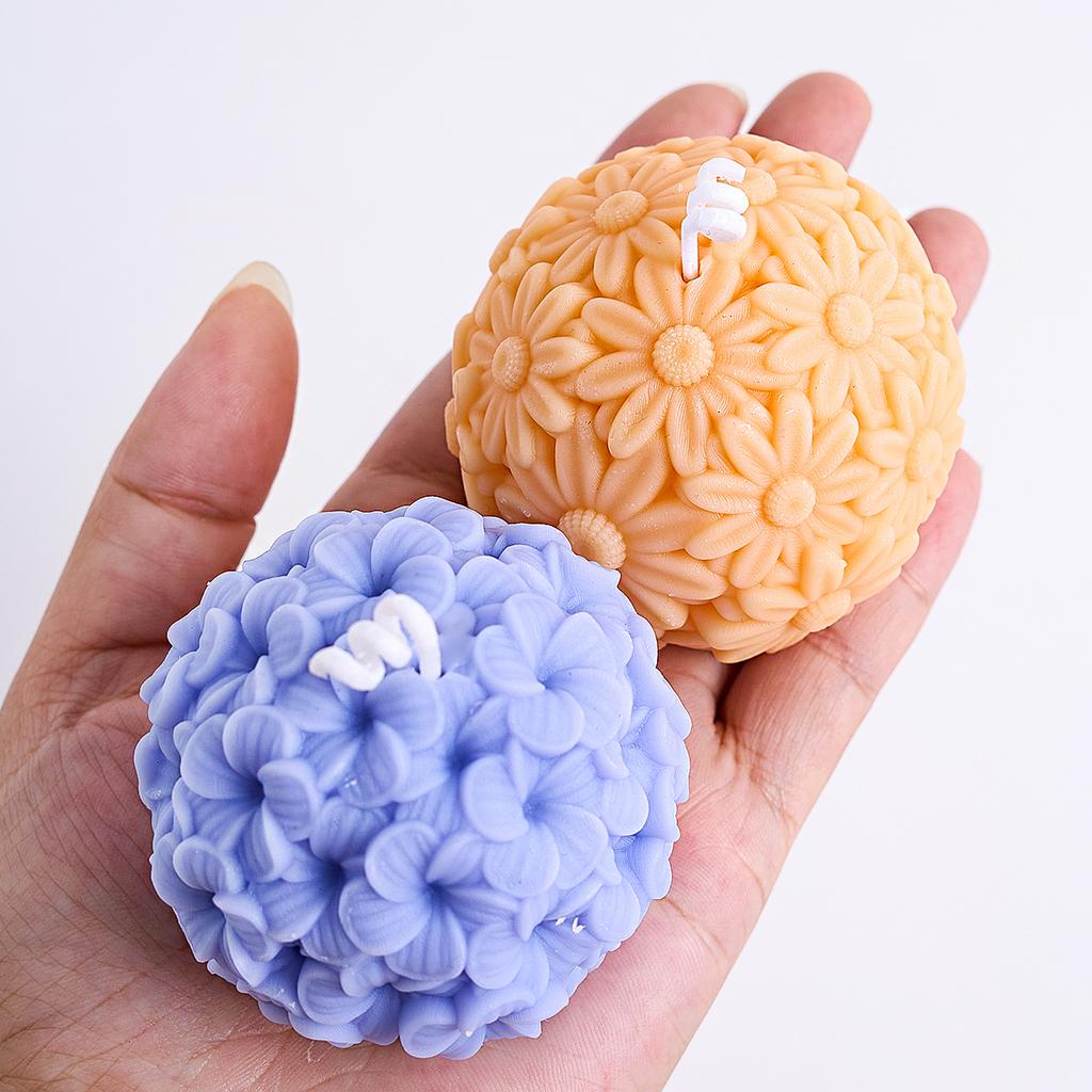 Stampo in Silicone per Candela a Palla di Fiori Fai da Te Rilievo Frangipani Margherita Sferica Kit per la Realizzazione di Artigianato Stampo per Colata Sapone Gesso Resina Casa De