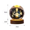 Led Crystal Ball Night Light Solar System Crystal Ball 3D Engraved Small Glass Ball With Wooden Base Usb Charging Suitable For Home Decor Decor