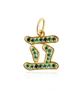 Mezmic Korean Consonant Pendant - 18K Yellow Gold Plated Green Cz