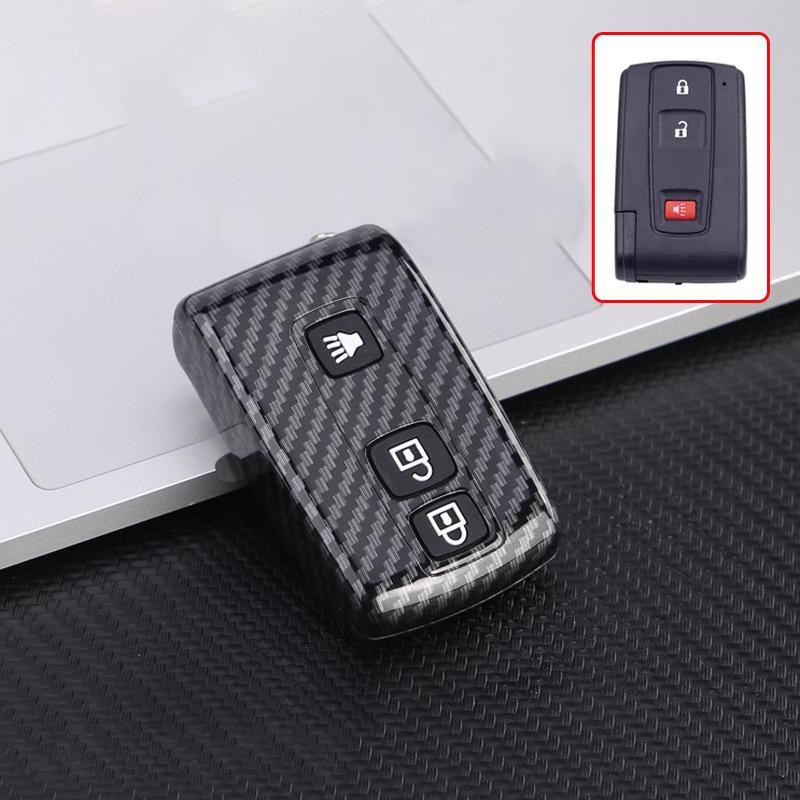 

Carbon ABS +silica Gel Buttons Key Fob Cover for 2004 2005 2006 2007 2008 2009 Toyota Prius Remote Case Skin