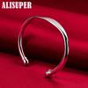 925 Sterling Silver Double Bead Cuff Bangle Bracelet Jewelry