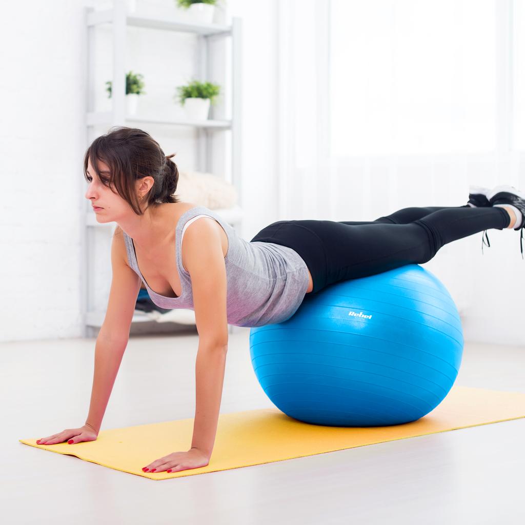 Rehabilitation Gymnastics Ball 75Cm With Hand Pump, Blue, Rebel Active