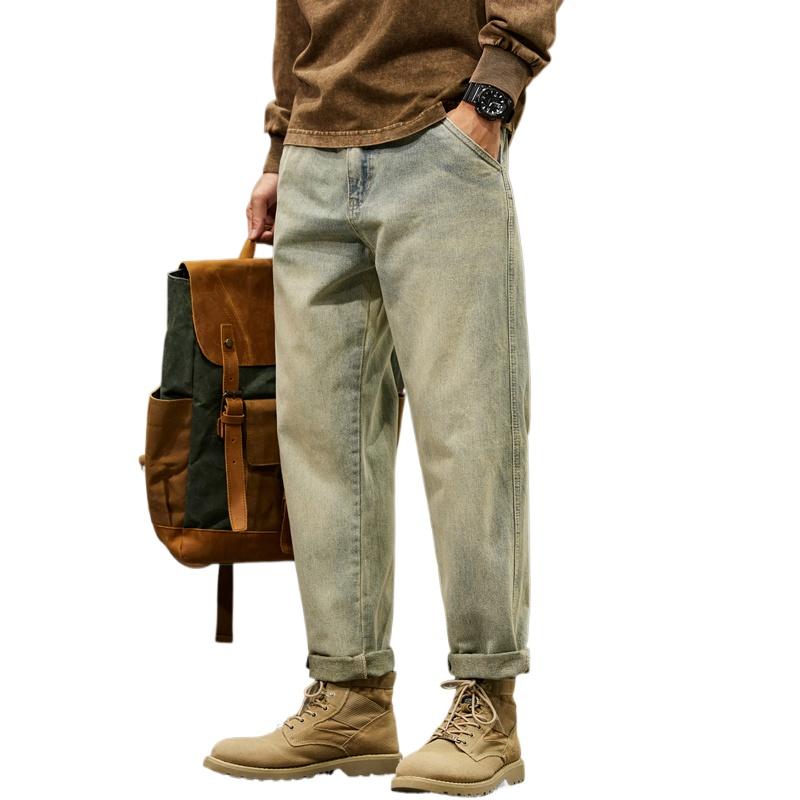 Men's Cotton Jeans High Quality Loose Harem Pants Fashion Baggy Casual Outdoor Work Denim Pants Brand Men's Clothing