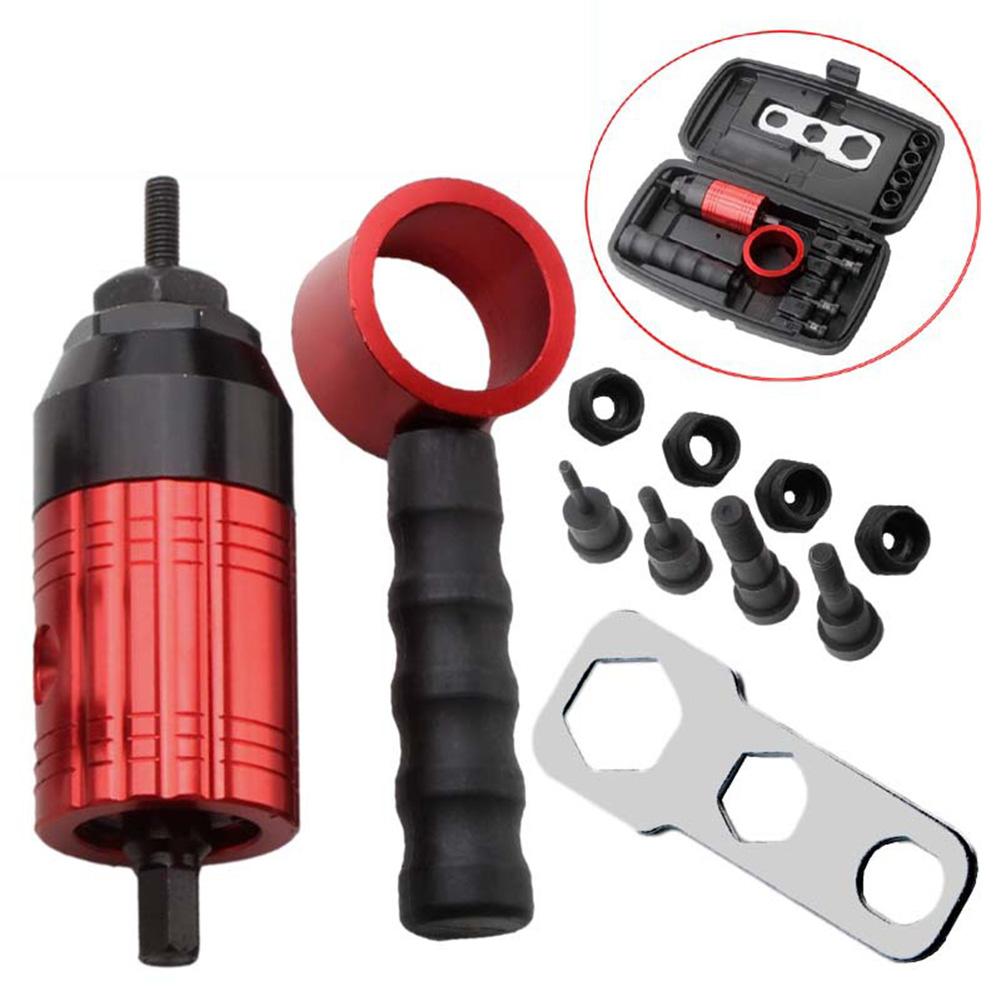 Elektrisches Nietwerkzeug Adapter-Kit für Akku-Bohrschrauber mit 5 Dornen Griff und Schraubenschlüssel Sorgt für sichere und effiziente Mutterverbindung