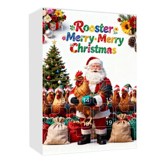 

Christmas Chicken Advent Calendar 24-Day Countdown Box with Easy-Open Windows Multifunctional Holiday Decoration H