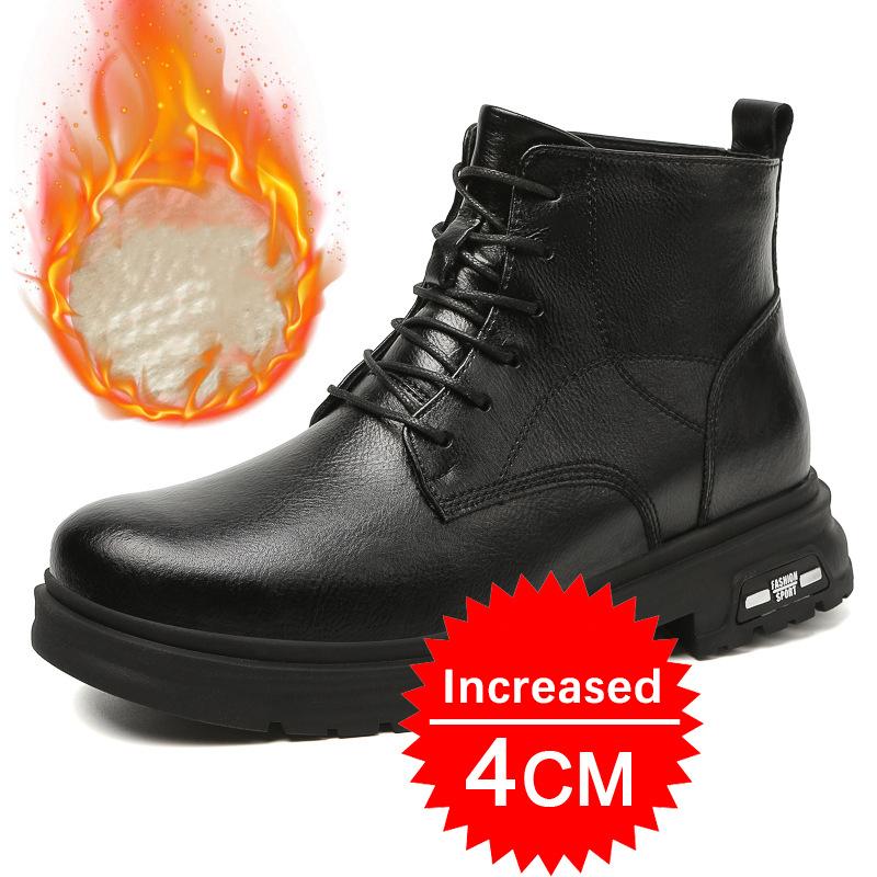 Fashion Men Formal Genuine Leather Casual Shoes Men's Sneakers Comfortable Platform Male Footwear Invisible Height Increase Insole 4-8CM