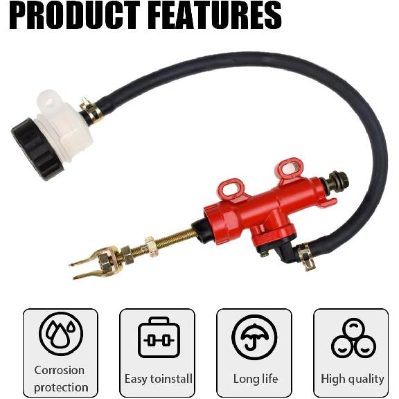 Bakre bromshuvudcylinderpump med behållare Kompatibel med Suzuki GSXR 600 750 1000 1100 GSX1300R RF600 RF900 SV650 SV1000 GC150/200 (röd)
