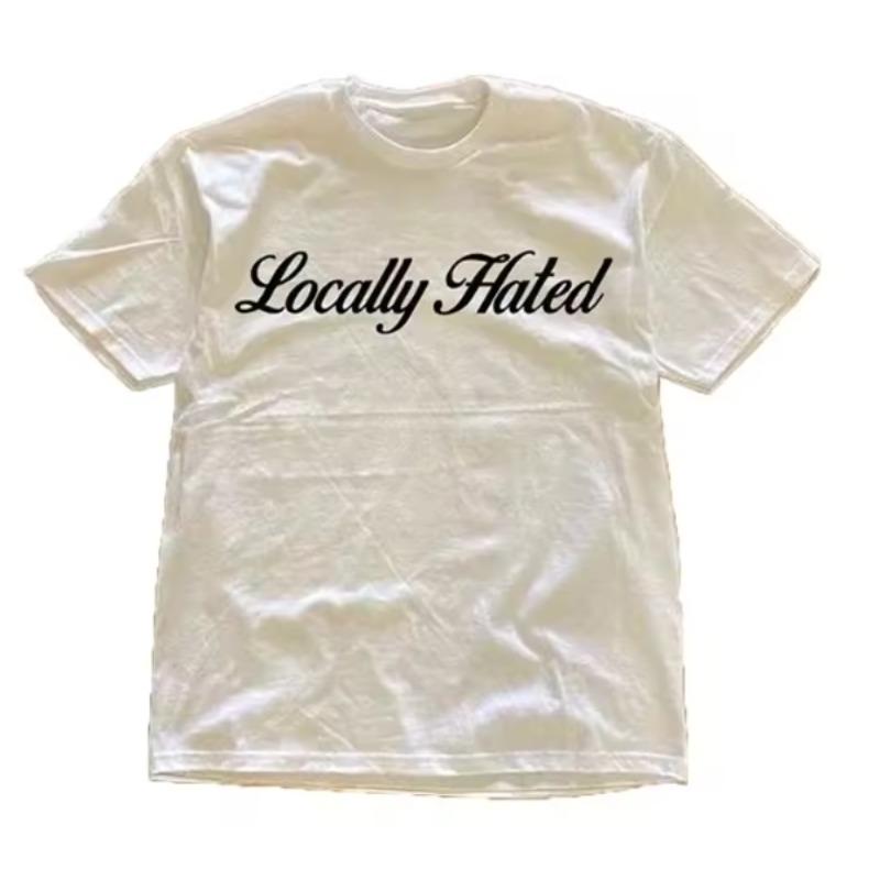 Vintage Letters Locally Hated Printed Tshirts Graphic Tshirts High Quality Unisex Women Short Sleeved Tshirts Aesthetic Clothes S