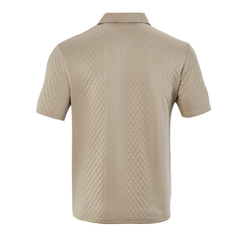 Men's Casual Short Sleeve Textured Polo Shirt