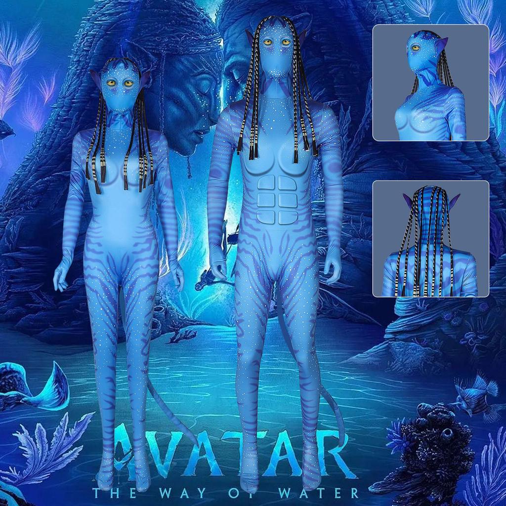 Costume Cosplay Neytiri Avatar 2 Tuta con Maschera per Uomo e Donna