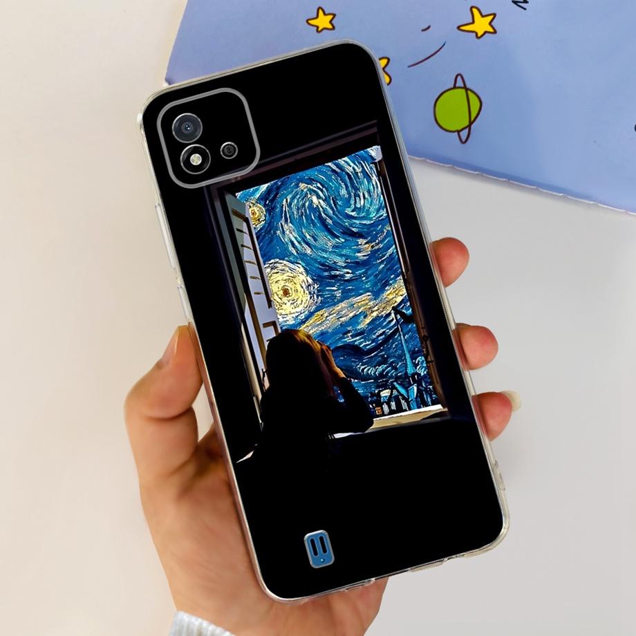 For Realme C11 2021 Phone Case RealmeC11 C 11 2021 RMX3231 Back Cover Soft TPU Transparent Silicone Bumper Flower Butterfly