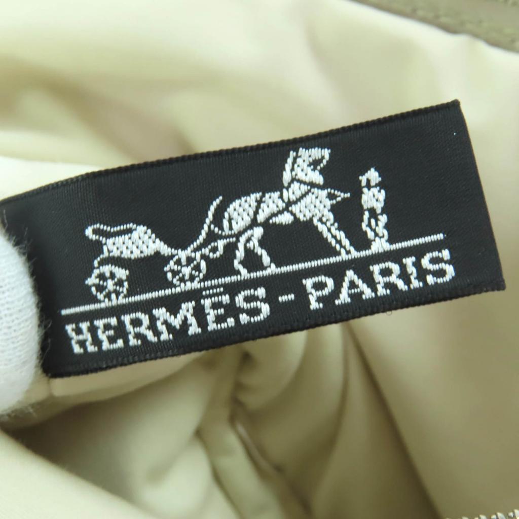 Great HERMES Cosmetics Pouch Bored Porch PM beige cotton Women Used