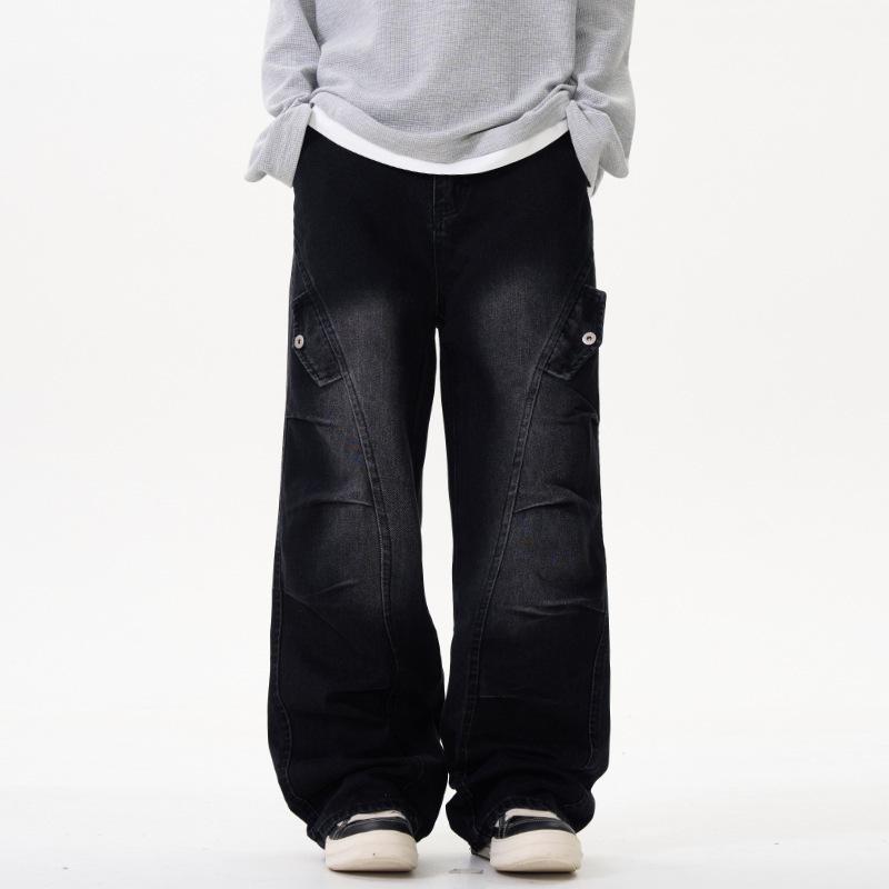 Wide-leg Jeans Men's Design Loose Straight Retro Paratrooper Pants